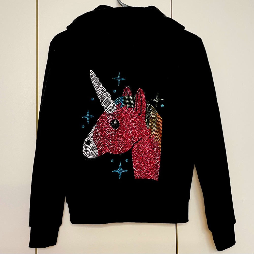 Butter Embellished Zip Hoodie - Black, Size L